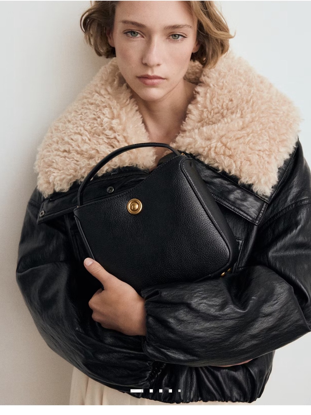 New Mango Small Bucket Bag Black with Gold Turn-Lock